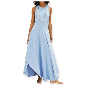 Free People Beach Main Street Midi Dress blue Asymmetrical Cotton NWT Size M